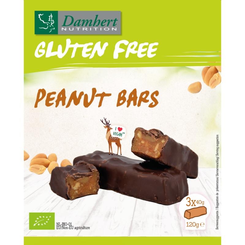 Damhert Peanut bars glutenvrij bio - 120 gram