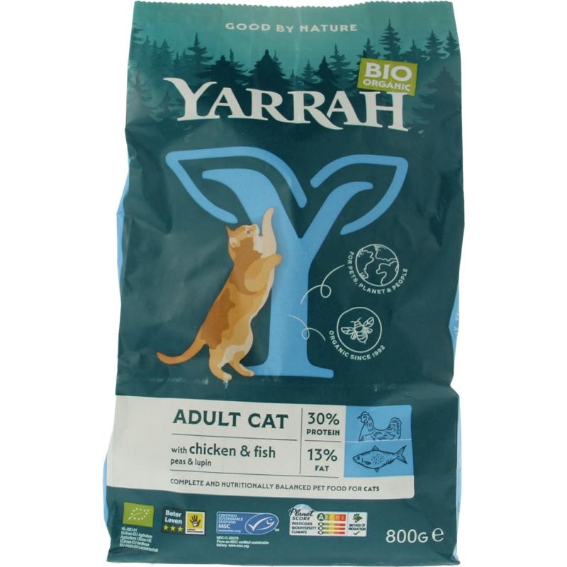 Yarrah Adult kattenvoer met vis bio MSC - 800 gram