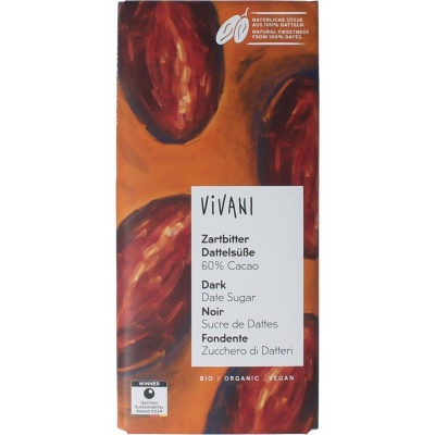 Vivani Chocolade puur 60% dadel gezoet bio Vivani Chocolade puur 60% dadel gezoet bio