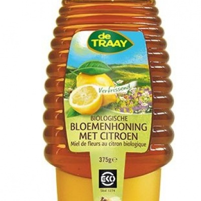Traay Bloemenhoning met citroen knijpfles bio Traay Bloemenhoning met citroen knijpfles bio