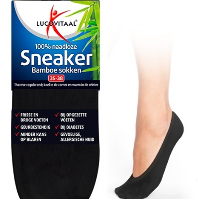 Lucovitaal Bamboe sneakersok zwart 43-46 Lucovitaal Bamboe sneakersok zwart 43-46