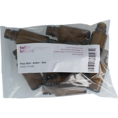 Helios Holland flesje glas 20ml amber Helios Holland flesje glas 20ml amber