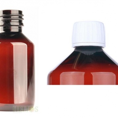 Helios Holland pet fl 100ml amber m witte dop Helios Holland pet fl 100ml amber m witte dop