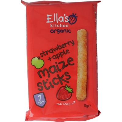 Ella's Kitchen Maize sticks aardbei/appel 7+ maanden bio