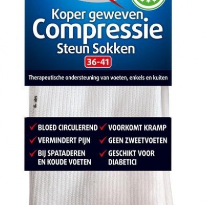Lucovitaal Koper compressie steunsok maat 36-41 wit