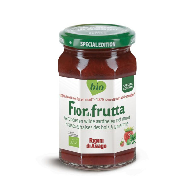 Fiordifrutta Aardbeien en wilde aardbeien met munt jam bio