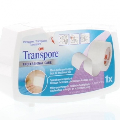 3M Transpore hechtpleister 5 m x 25 mm 3M Transpore hechtpleister 5 m x 25 mm