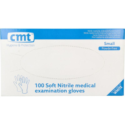 CMT Onderzoekshandschoen nitriel wit poedervrij S