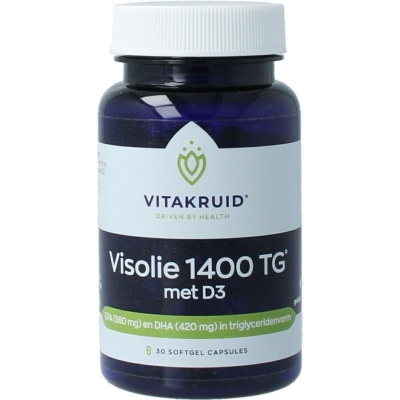 Vitakruid Visolie 1400 + D3 triglyceriden EPA 40% DHA 30% Vitakruid Visolie 1400 + D3 triglyceriden EPA 40% DHA 30%