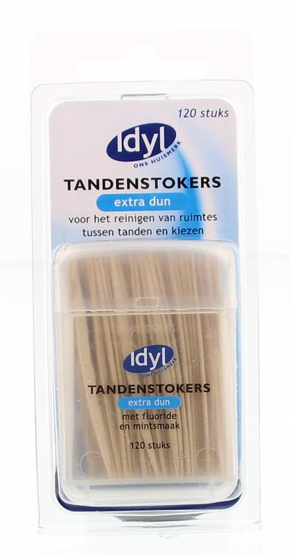 Idyl Tandenstokers extra dun met fluoride en mintsmaak - 120 stuks