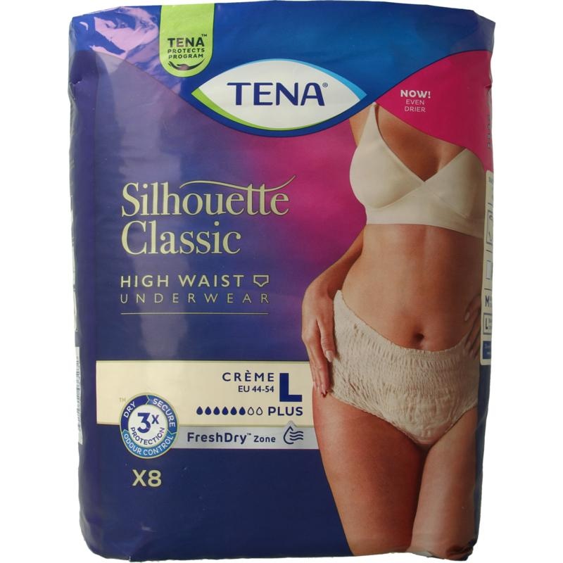 Tena Silhouet plus high waist creme L - 8 stuks