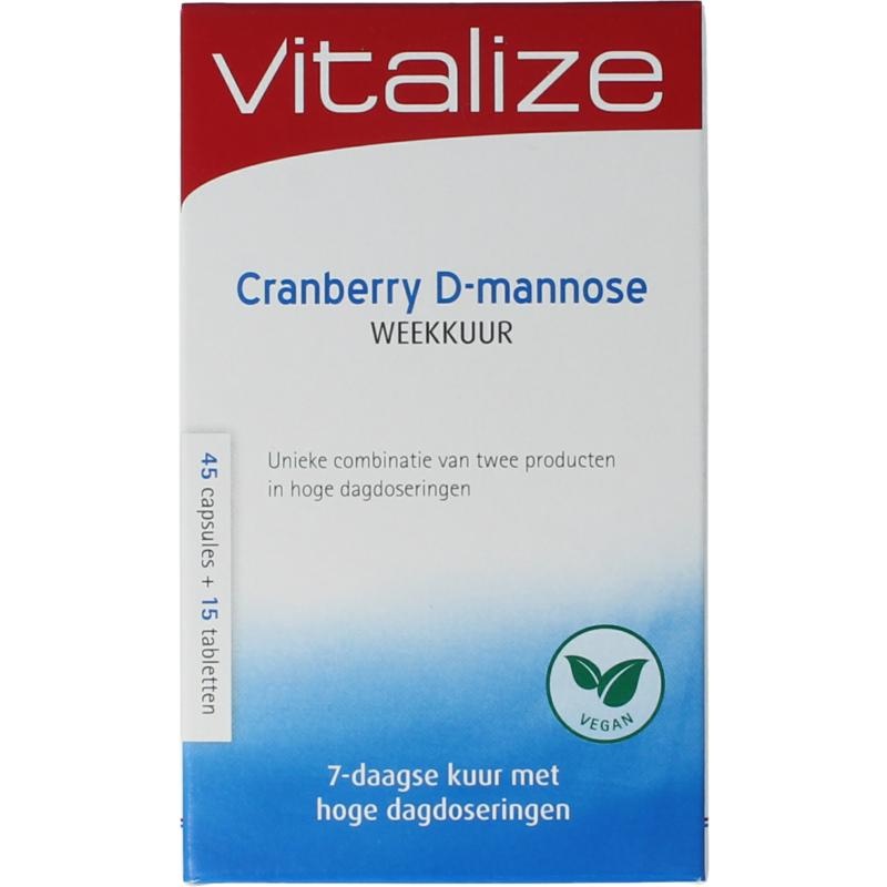 Vitalize Cranberry D mannose weekkuur 45 caps 15 tabl - 60 stuks