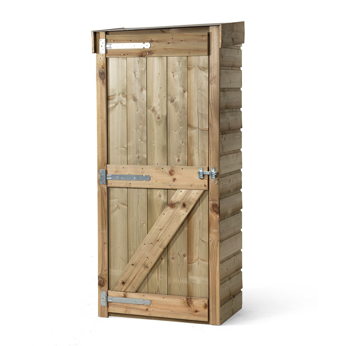 tectake Wooden garden cabinet - Outdoor cabinet with bitumen roof - 75x56x118cm - Tool cabinet with 2 shelves - Terrace cabinet, balcony cabinet, tool cabinet - Garden furniture