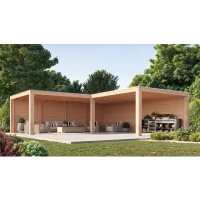 Foto van WoodAcademy Douglas overkapping L-model Moonstone Excellent 780x300+400x400