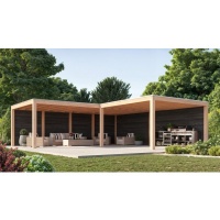 Foto van WoodAcademy Douglas overkapping L-model Moonstone Essential Nero 780x300+400x400