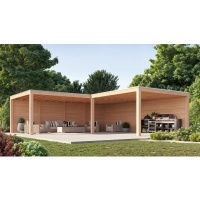 Foto van WoodAcademy Douglas overkapping L-model Moonstone Essential 780x300+400x400