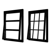 Foto van Woodacademy vurenhouten uitzetraam 90x75 cm - zwart