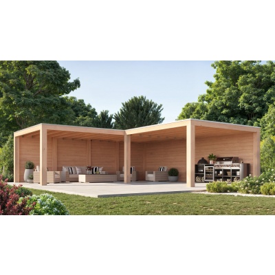 WoodAcademy Douglas overkapping L-model Moonstone Excellent 780x300+400x400