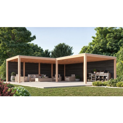 WoodAcademy Douglas overkapping L-model Moonstone Essential Nero 780x300+400x400