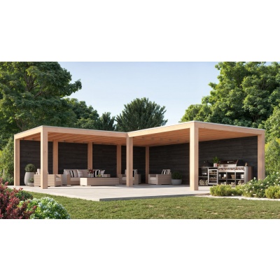 WoodAcademy Douglas overkapping L-model Moonstone Excellent Nero 780x300+400x400