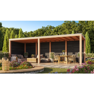 WoodAcademy Douglas overkapping Moonstone Essential nero 780x300 cm