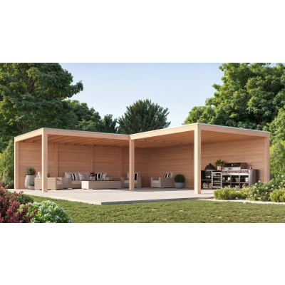 WoodAcademy Douglas overkapping L-model Moonstone Essential 780x300+400x400