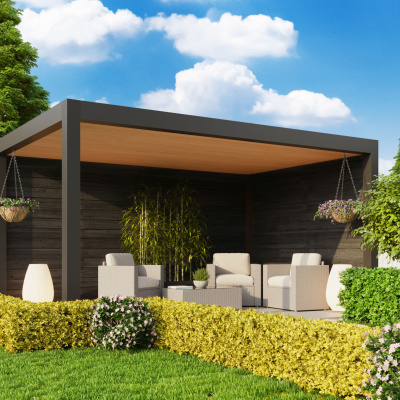 UltaLux Rome Aluminium Nero Overkapping 400x400 cm