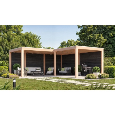 WoodAcademy Douglas overkapping L-model Moonstone Essential Nero 580x300+300x300