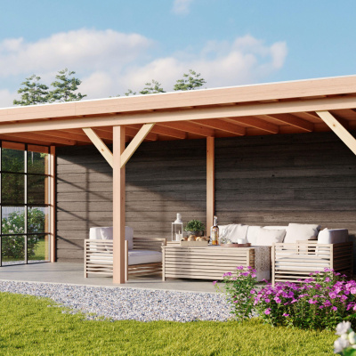 WoodAcademy Nortfolk Nero Douglas Overkapping 780x400 cm