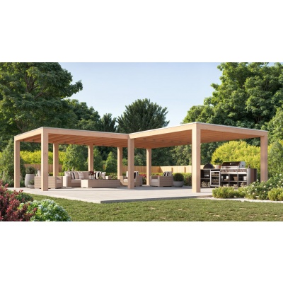 WoodAcademy Douglas overkapping L-model Ruby Excellent 680x400+400x400 WoodAcademy Douglas overkapping L-model Ruby Excellent 680x400+400x400