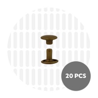 Holnieten dubbele kop antiek brons 9x6 (20 sets)