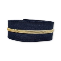 Navy Blue - #S3 Gold | Nylon Coil Zipper Tape | 5 meter
