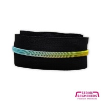 Pure Black - #S3 Rainbow | Spiralreißverschlüssen | 5 Meter