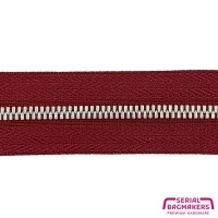 Wine Red - #M3 Silver | Metal Zipper Tape