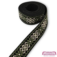 Tassenband Jacquard Flower Sage Green - 38 mm | 160 cm