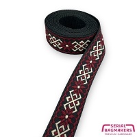 Tassenband Jacquard Flower Porto Red - 38 mm | 3 meter
