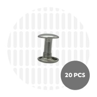 Holnieten dubbele kop polished nickel 9x10 (20 sets)