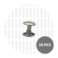 Holnieten dubbele kop polished nickel 9x8 (20 sets)