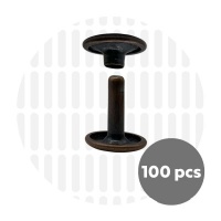 Holnieten dubbele kop antiek koper 12x12 (100 sets)