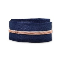Navy Blue - #S3 Rose Gold | Nylon Coil Zipper Tape | 5 meter