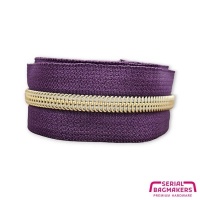 Violet Aubergine - #S5 Gold | Nylon Coil Zipper Tape | 3 meter