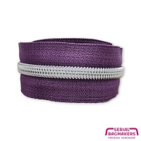 Violet Aubergine - #S5 Silver | Nylon Coil Zipper Tape | 1 meter