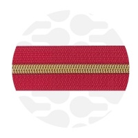 Rubine Red - #S5 Gold | Nylon Coil Zipper Tape | 10 meter
