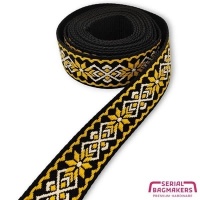 Tassenband Jacquard Flower Ochre Yellow - 38 mm | 160 cm
