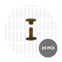 Holnieten dubbele kop antiek brons 9x8 (20 sets)