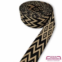 Tassenband Jacquard W - Black Latte - 38 mm | 3 meter
