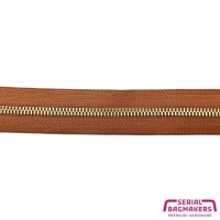 Cognac Brown - #M5 Gold | Metalen rits