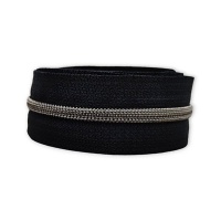 Pure Black - #S3 Gun metal | Nylon Coil Zipper Tape | 5 meter