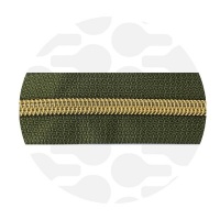 Army Green - #S5 Gold | Nylon Coil Zipper Tape | 3 meter