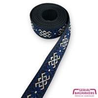 Tassenband Jacquard Flower Lazulli Blue - 38 mm | 3 meter